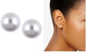 Anne Klein Silver-Tone Imitation Pearl Stud Earrings